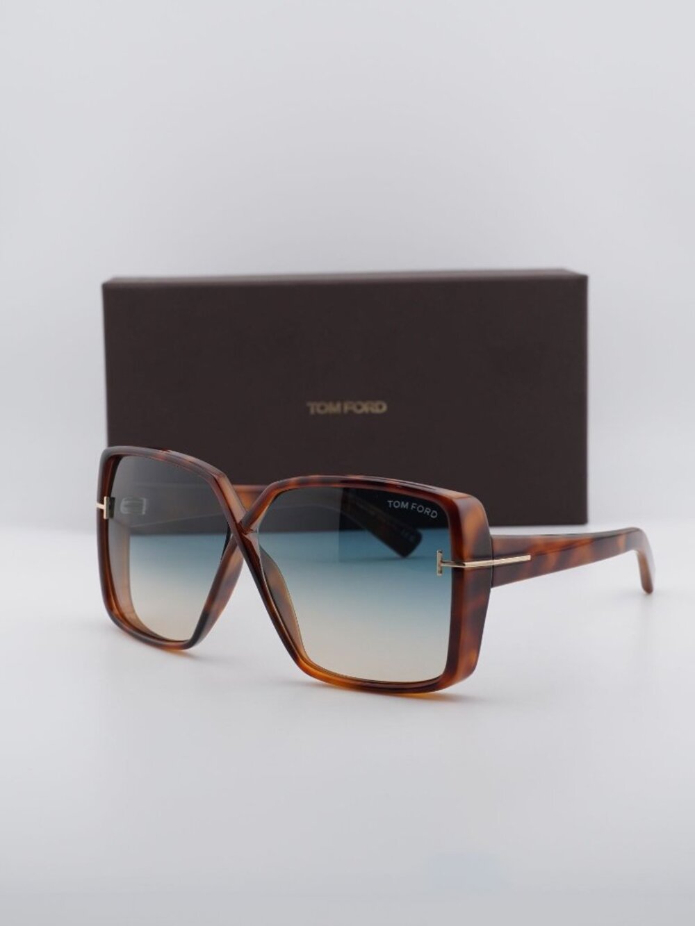 Tom Ford Yvonne FT1117 53P Geometric Sunglasses - Blonde Havana \Green Gradient